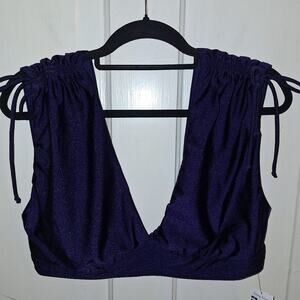 Time and Tru Blue Binki‎ Top Cinched Shoulders Size XL Beach Picnic Park Lake